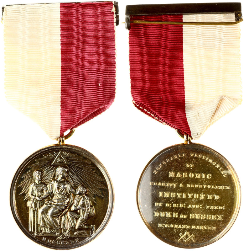 Great Britain Masonic Medal Sussex (1830/1934-1936). Silver Medal with ribbon; a...
