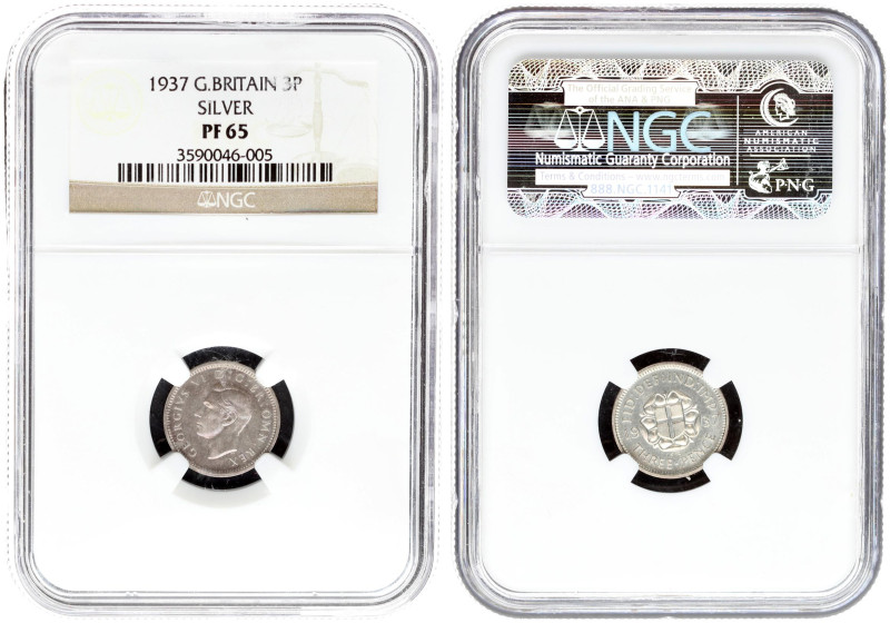 Great Britain. George VI (1936-1952). 3 Pence 1937. Silver. S. 4085, KM 848. NGC...