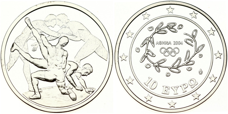 Greece 10 Euro 2004. Summer Olympics 2004 Athens Wrestling. Silver .925 34.00 g....