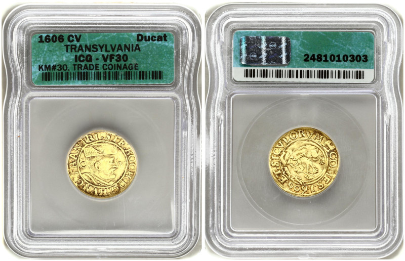 Transylvania. Stephan Bocskai (1605–1606). Ducat 1606 CV. Gold. Fr. 316, KM 30. ...