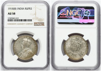 India - British 1 Rupee 1918(B) NGC AU 58