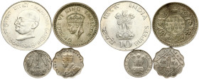 India British 1 Rupee 1942 and other India Coins Lot of 4 Coins