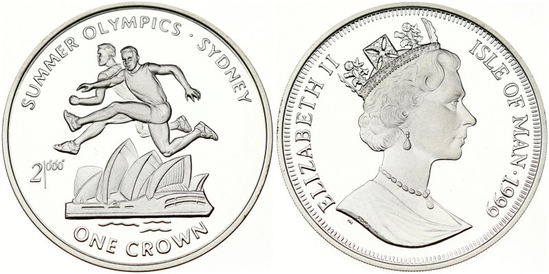 Isle of Man 1 Crown 1999 Summer Olympic Games in Sydney. Elizabeth II (1952-2022...