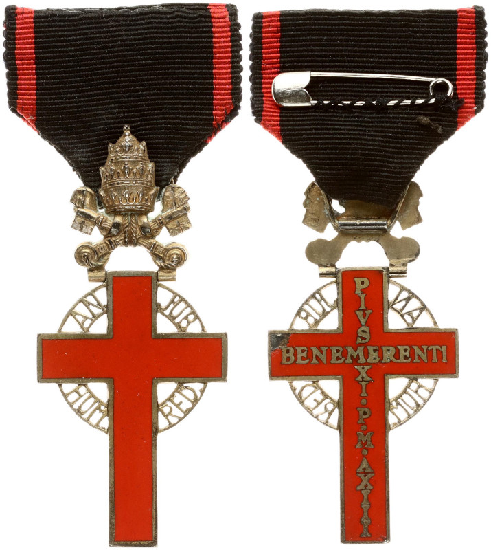 Italy Vatican Benemerenti Cross (20th Century); with ribbon for service to the e...