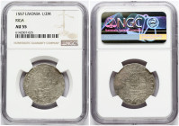 Livonia 1/2 Mark 1557 Riga NGC AU 55