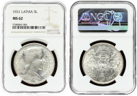 Latvia 5 Lati 1931 NGC MS 62