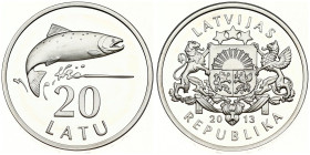 Latvia 20 Latu 2013 Silver Salmon