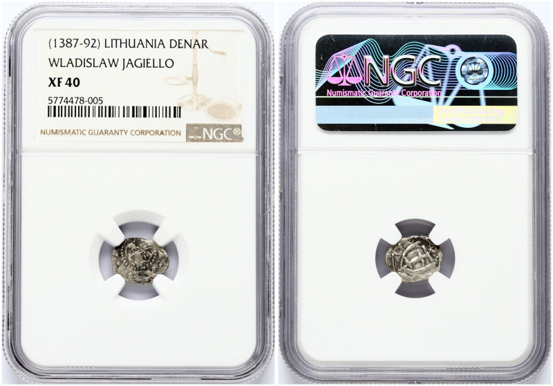 Lithuania 1 Denar ND (1387) Double Cross-Lion Type Vilnius. Wladyslaw II Jagiell...