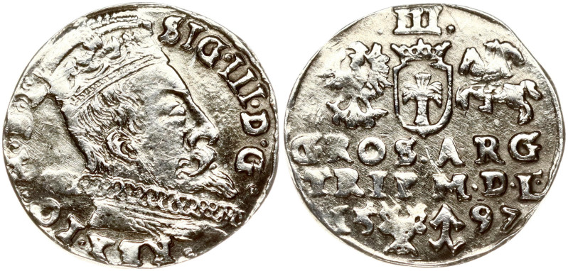 Lithuania. Zygmunt III Waza (1587-1632). Trojak 1597 Vilnius. Silver. Kop. 3533 ...