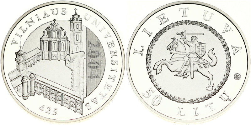 Lithuania 50 Litų 2004 425th anniversary of Vilnius University. Obverse: The coi...