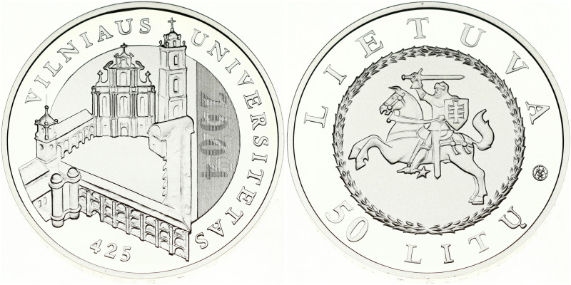 Lithuania 50 Litų 2004 425th anniversary of Vilnius University. Obverse: Coin de...