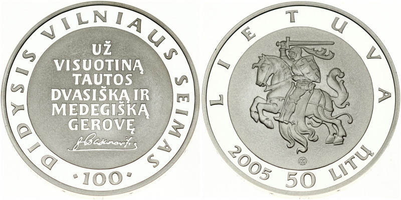 Lithuania 50 Litų 2005 LMK 100th Anniversary of the Great Seimas of Vilnius. Obv...