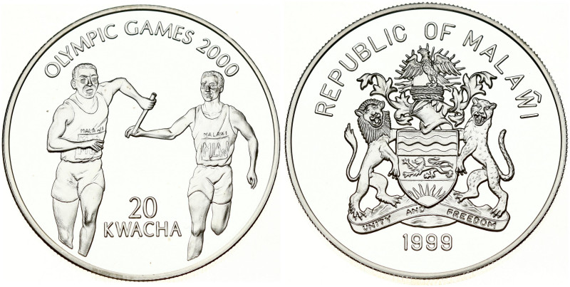 Malawi 20 Kwacha 1999 Olympic Games 2000 - Relay Runners. Obverse: Coat of Arms....