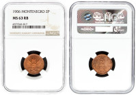 Montenegro 2 Pare 1906 NGC MS 63 RB