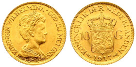 Netherlands 10 Gulden 1917 - AU