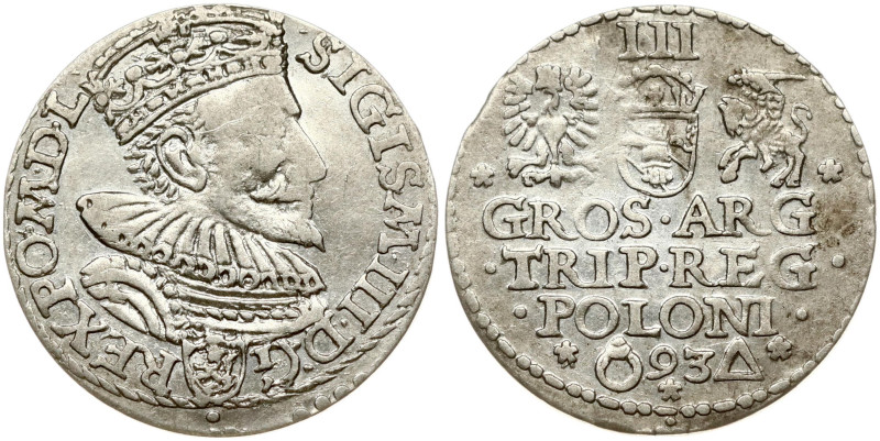 Poland. Zygmunt III Waza (1587-1632). Trojak 1593 Malbork. Silver 2.45g. Kop. 97...