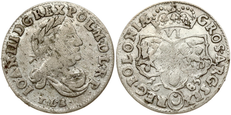 Poland 6 Groszy 1683 TLB Bydgoszcz. Johann III Sobieski(1674–1696). Silver 3.06g...