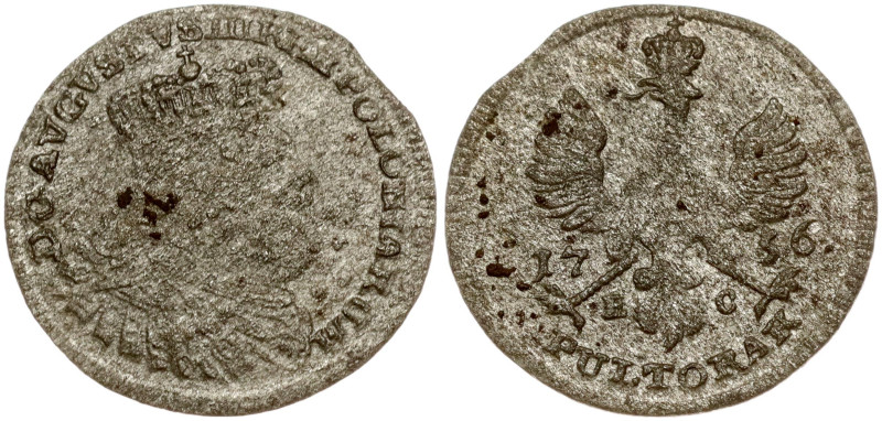 Poland. August III (1734-1763). Poltorak 1756 EC, Leipzig mint. Billon 0.77 g. K...