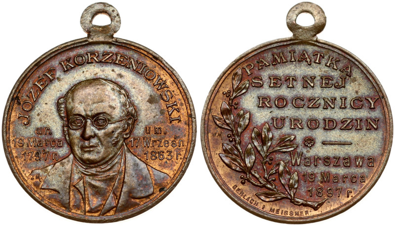 Poland. Small medal 1897 Jozef Korzeniowski (writer) by Gerlach and Meissner, Wa...