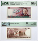 Lithuania 20 Litų 1991(ND 1993) Maironis Banknote PAVYZDYS- SPECIMEN PMG 66 EPQ JUST 4 BANKNOTES HIGHER