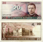 Lithuania 20 Litų 1991 Maironis Banknote