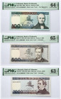 Lithuania 100 & 500 & 1000 Litų (1991-1994) Banknotes SET PMG 63 PMG 64 PMG 65 Lot of 3 Banknotes