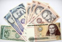 Peru 5 Soles & 10 - 100 Intis (1974-1987) Banknotes Lot of 8 Banknotes