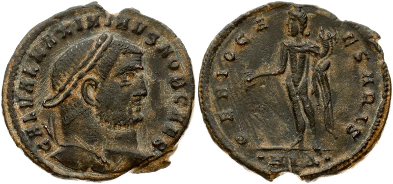 Roman Empire 1 Follis (AD 310-313) Maximinus II Daia. Slight surface damage. Bro...