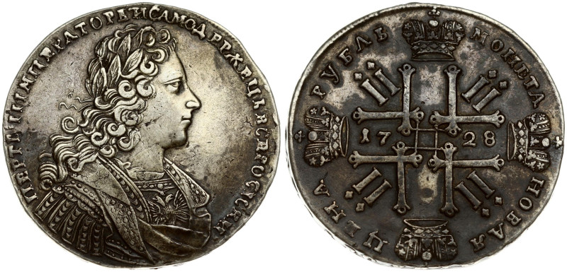 Russia 1 Rouble 1728 Moscow. Peter II (1727-1729). Petersburg type . Obverse: La...