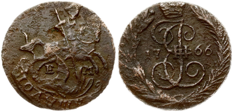 Russia 1 Polushka 1766 ЕМ Catherine II (1762-1796). Obverse: Crowned monogram di...