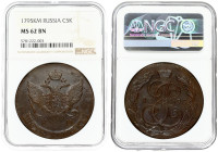 Russia 5 Kopecks 1795 KM NGC MS 62 BN