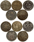 Russia 5 Kopecks (1827-1854) Lot of 5 Coins