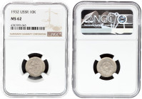 Russia USSR 10 Kopecks 1932 NGC MS 62