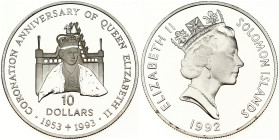 Solomon Islands 10 Dollars 1992 40th Anniversary of the Coronation of Queen