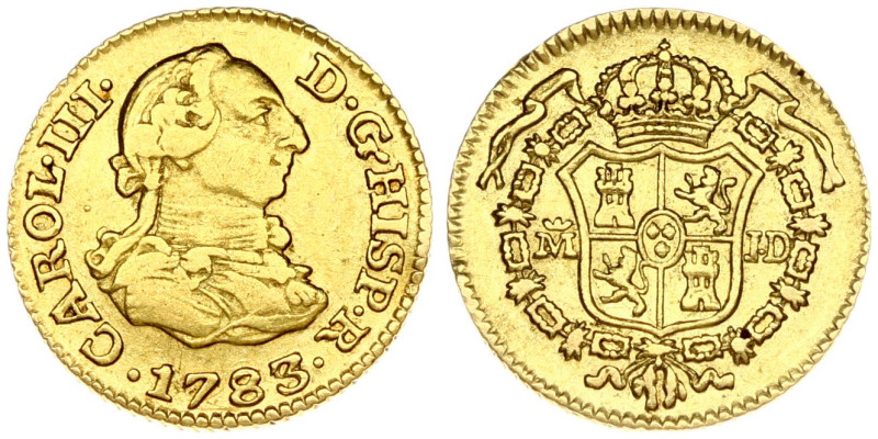 Spain 1/2 Escudo 1783 JD Charles III(1759-1788). Obverse: Older bust right. Obve...