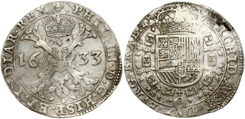 Spanish Netherlands BRABANT 1 Patagon 1633 Brussels. Philip IV(1621-1665). Silve...
