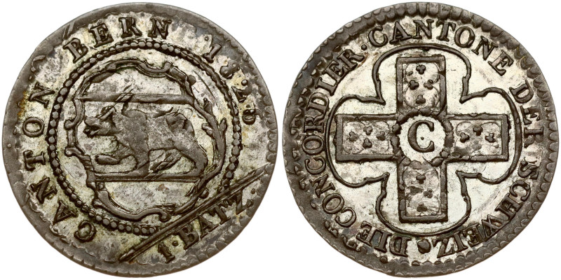 Switzerland, BERN. 1 Batzen 1826. Billon 2.42g. HMZ 2-236f; KM-194. Patina