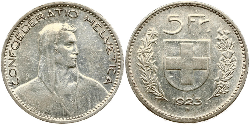 Switzerland 5 Francs 1923 Herdsman. Silver 24.93g. Y-34