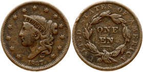 USA 1 Cent 1837 Philadelphia 'Liberty Head / Matron Head Modified' RARE TYPE