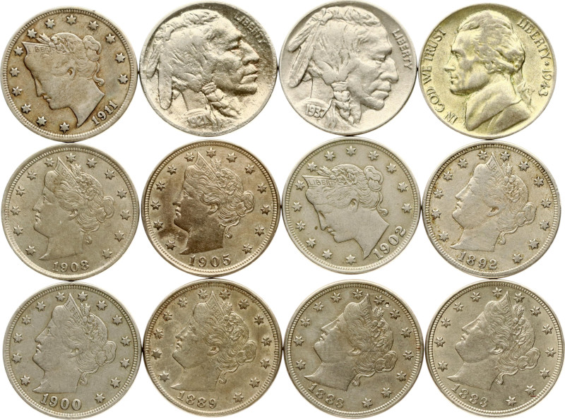 USA 5 Cents (1883-1943). 5 Cents 'Liberty Nickel' with 'CENTS'. 5 Cents 'Buffalo...