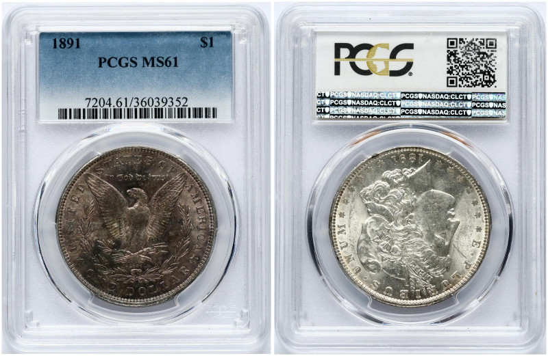 USA 1 Dollar 1891 Philadelphia 'Morgan Dollar'. Silver. KM-110. PCGS MS 61