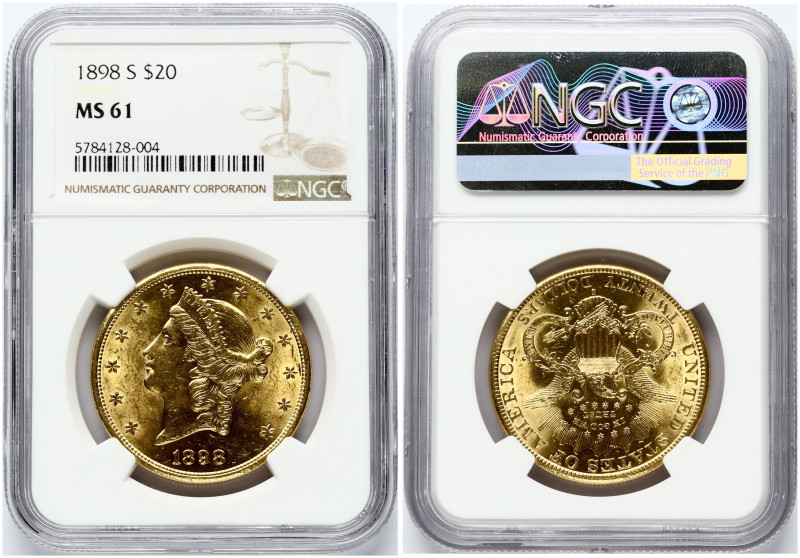 USA 20 Dollars 1898 S San Francisco Liberty Head - Double Eagle With motto. Gold...