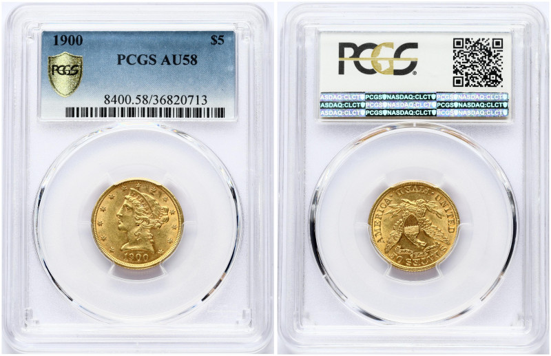 USA. 5 Dollars 1900 Philadelphia. Liberty Head. Gold 8.35 g. Fr. 143, KM 101. PC...