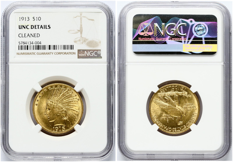 USA 10 Dollars 1913 Philadelphia Indian Head - With motto. Gold 16.71g. KM-130. ...