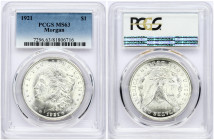 USA 1 Dollar 1921 'Morgan Dollar' Philadelphia PCGS MS 63