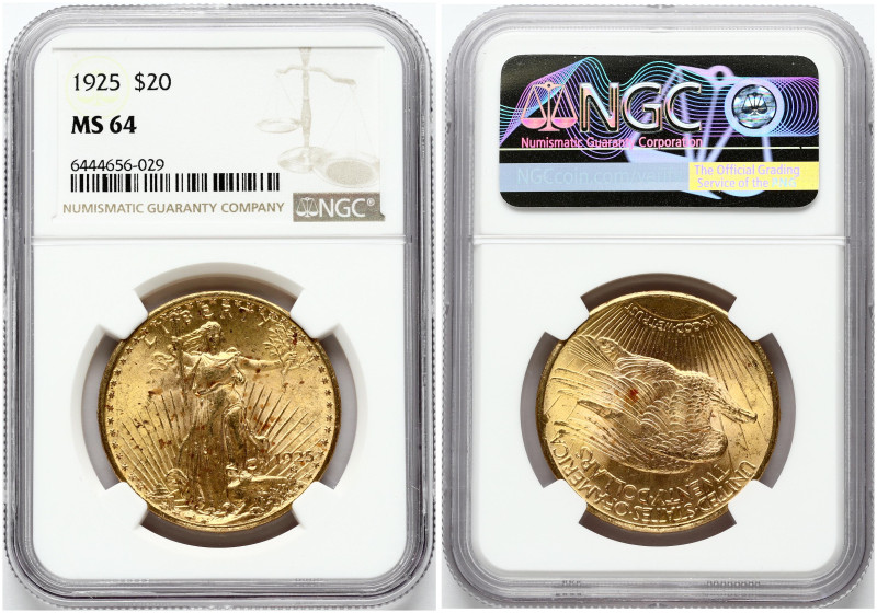 USA 20 Dollars 1925 Philadelphia 'Saint-Gaudens - Double Eagle' with motto. Obve...