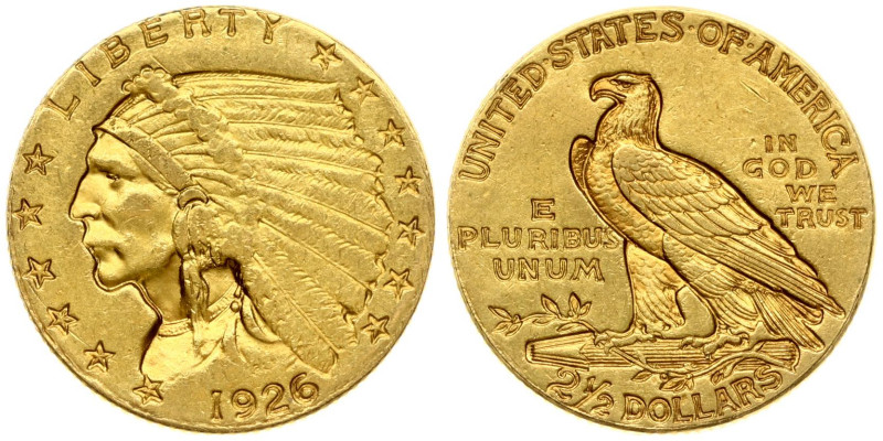 USA 2½ Dollars 1926 Philadelphia. Indian head.
Gold 4.17 g. Fr. 120, KM 128