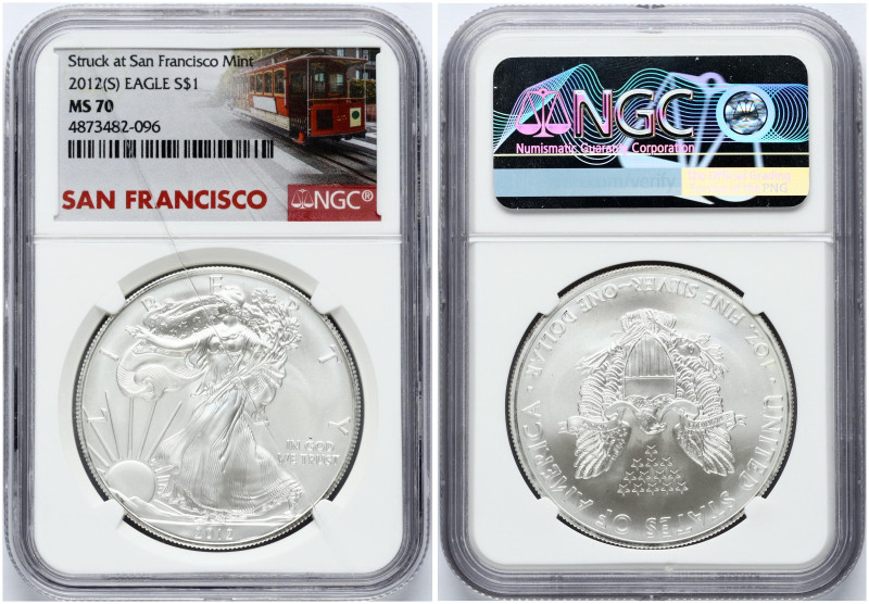 USA 1 Dollar 2012 S 'American Silver Eagle'. San Francisco. Silver. KM-273. NGC ...