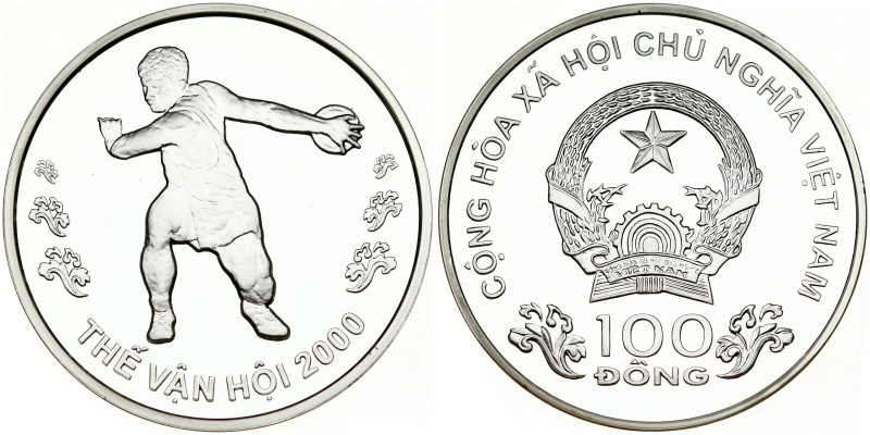 Vietnam 100 Dong 2000 Summer Olympics Sydney. Obverse: Coat of arms, surrounded ...