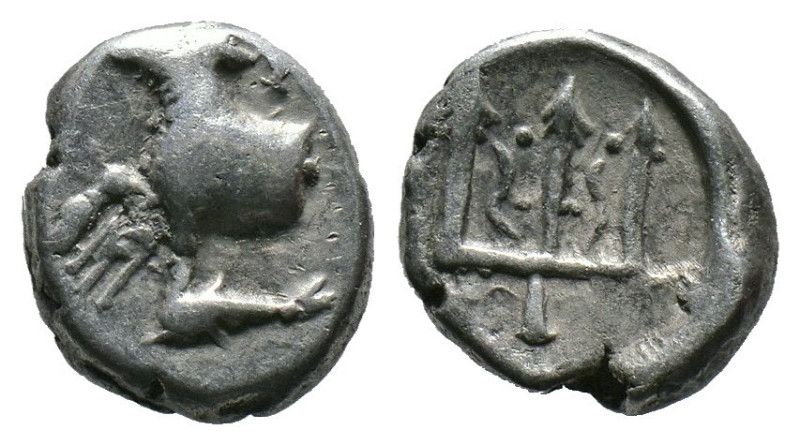 (Silver, 1.84g 12mm) THRACE. Byzantion. Circa 387/6-340 BC. Hemidrachm